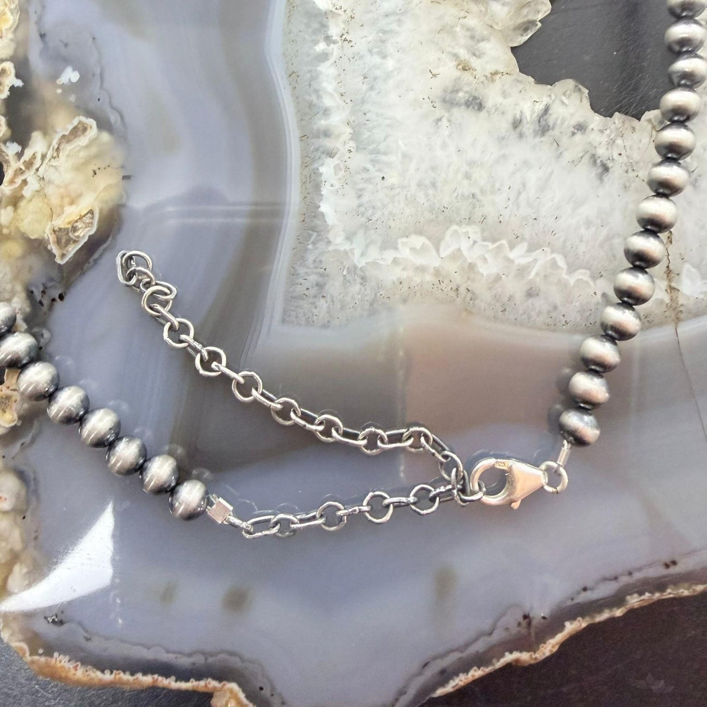 Sterling Silver Southwestern Style Turquoise 20"-22" Navajo Pearl Lariat Necklace For Women