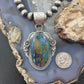 Sterling Silver Southwestern Style Oval Chrysocolla Decorated Pendant For Women