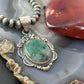Sterling Silver Southwestern Style Oval Emerald Decorated Pendant For Women