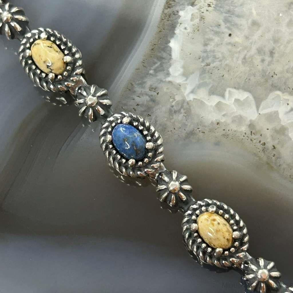 Carolyn Pollack Sterling Silver Picture Jasper & Lapis Link Bracelet For Women