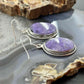 Sterling Silver Southwestern Style Oval Charoite Dangle Earrings For Women