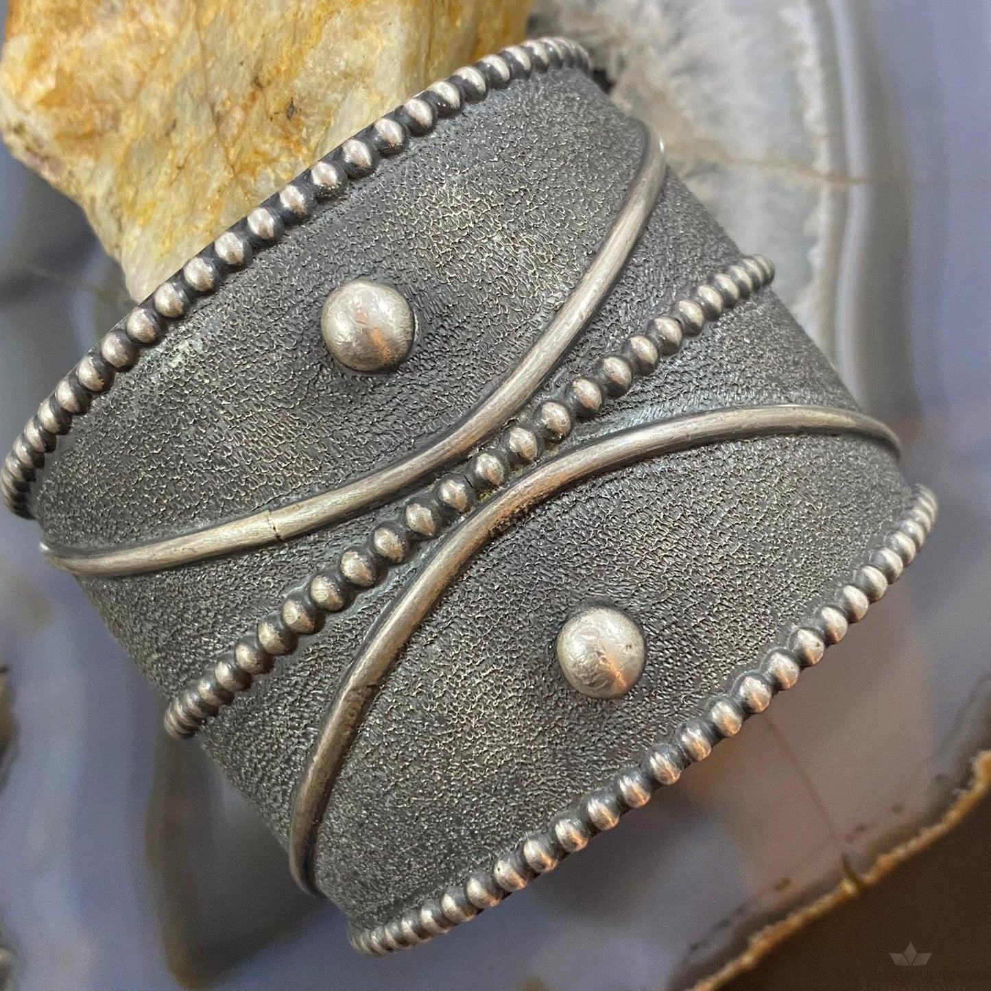 Tawney Cruz-Willie Native American Sterling Wide Decorated Bracelet For Women
