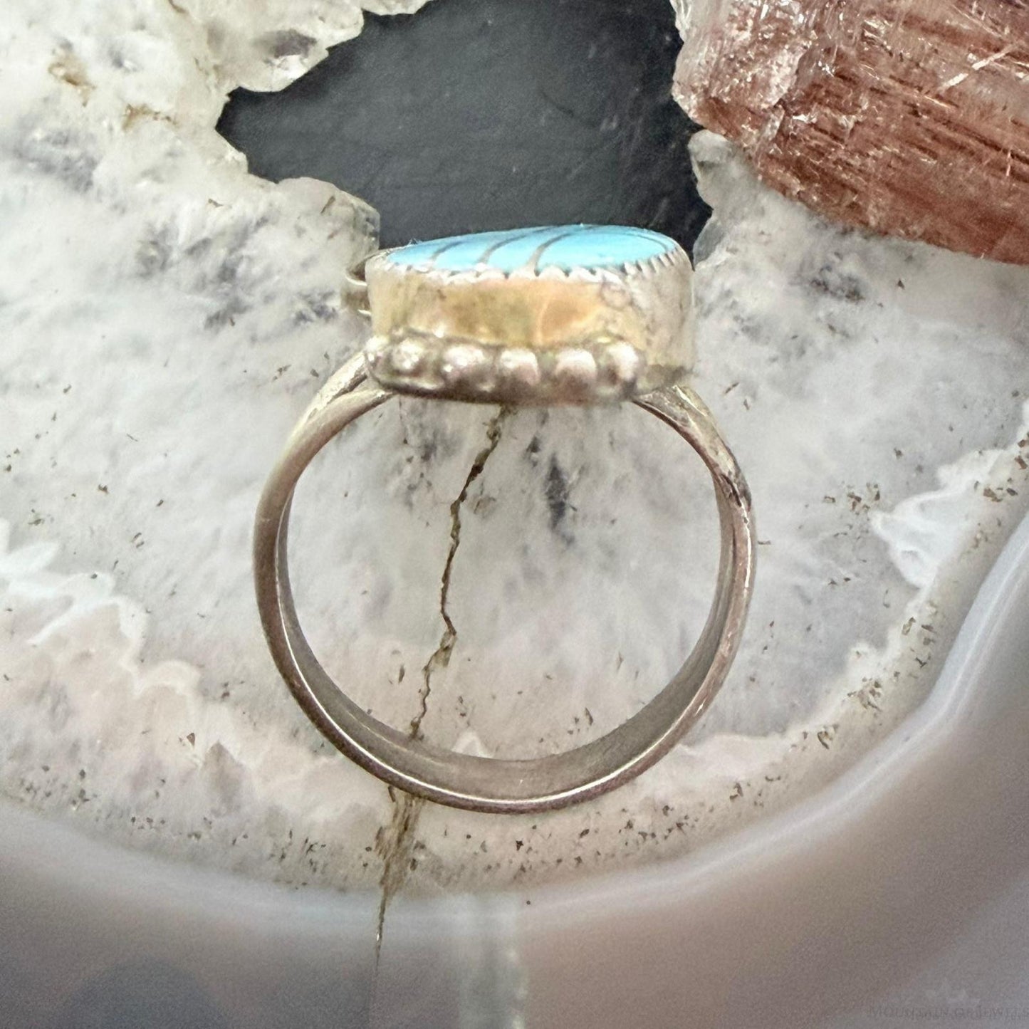 Silver Ray Sterling Silver Inlay Turquoise Decorated Leaves Ring Size 10 For Women