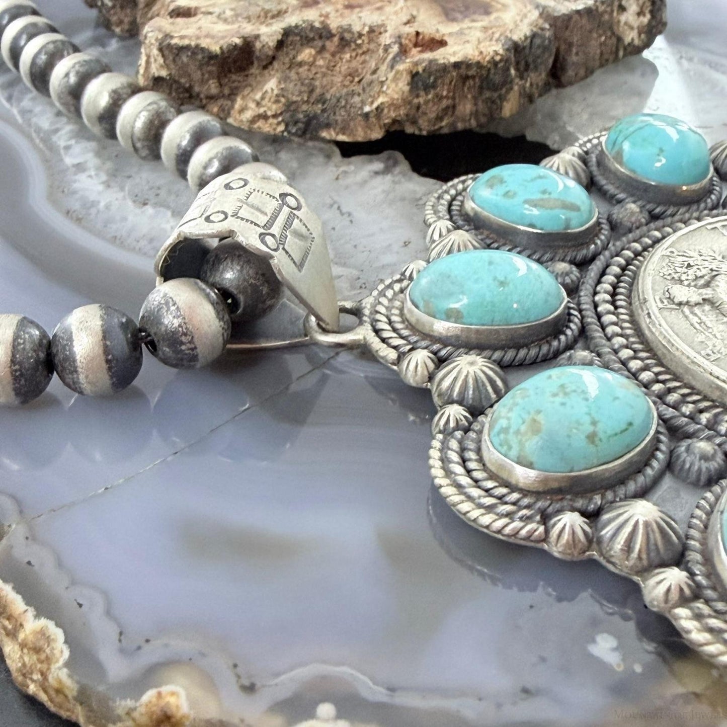 Genuine 1941 90% Silver Walking Liberty Half Dollar Coin w/Turquoise Unisex Pendant