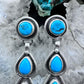 Native American Sterling Silver 5 Turquoise Post Dangle Earrings For Women