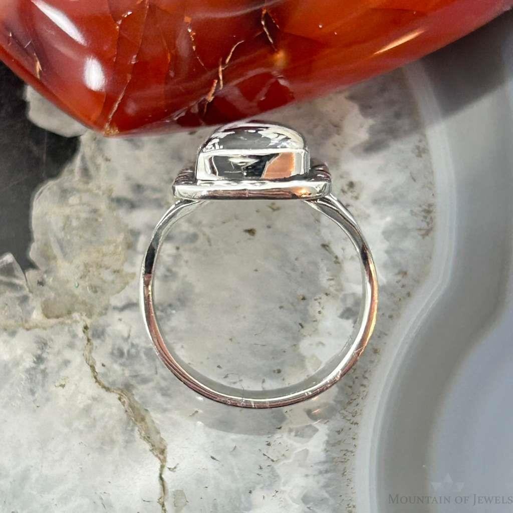 Native American Sterling Silver Rectangle White Buffalo Bar Ring Size 7.5 For Women