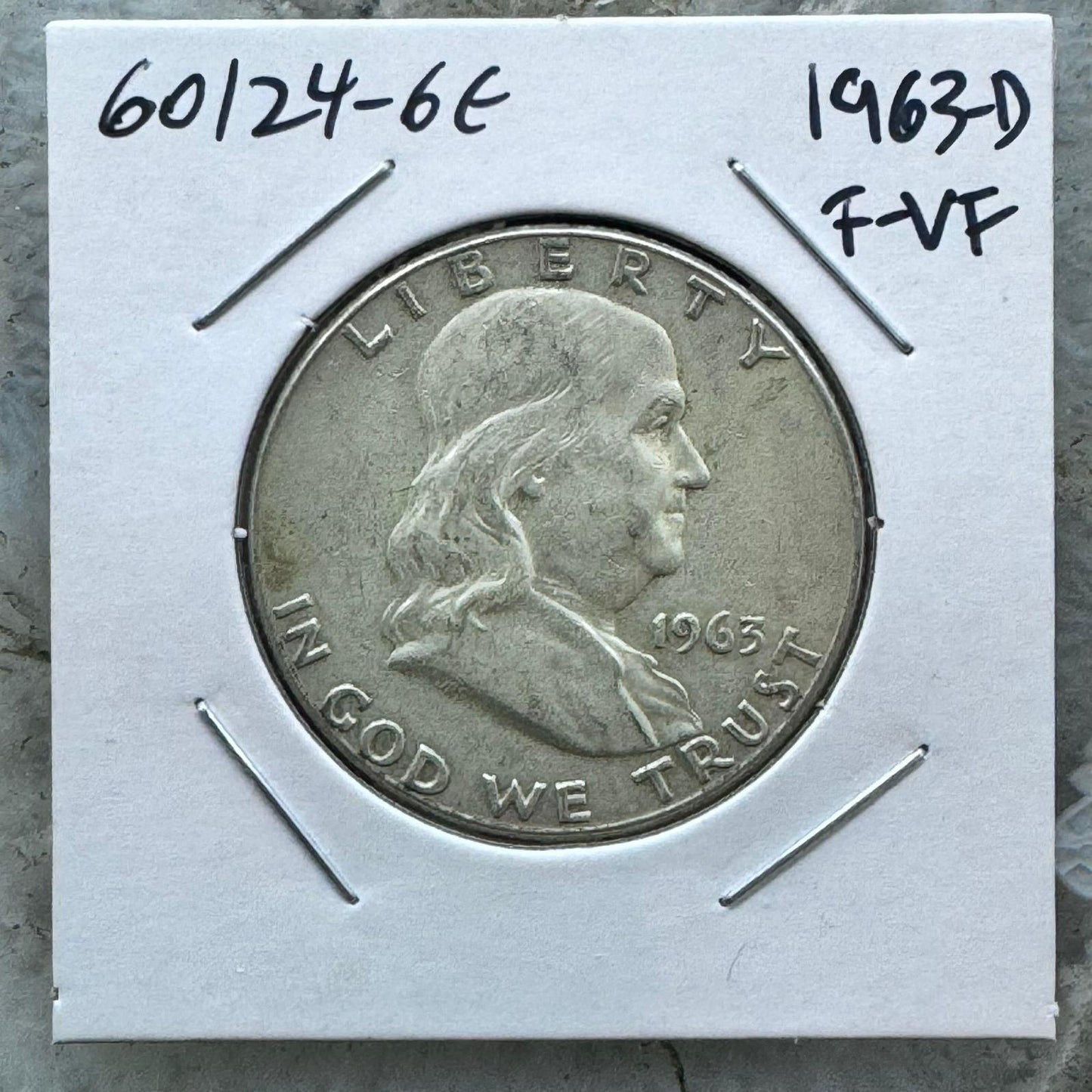 1963-D US Franklin Half Dollar .900 Silver VF-XF #60124-6E