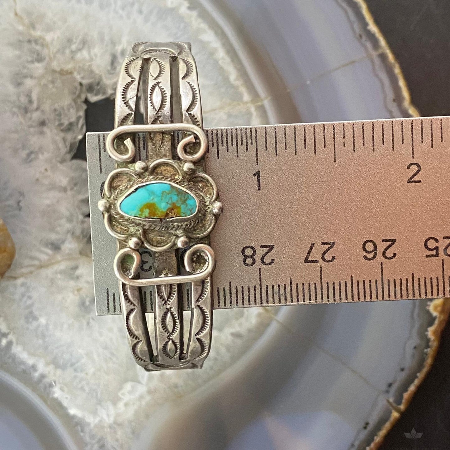 Vintage Native American Silver Natural Shape Turquoise Bracelet For Women