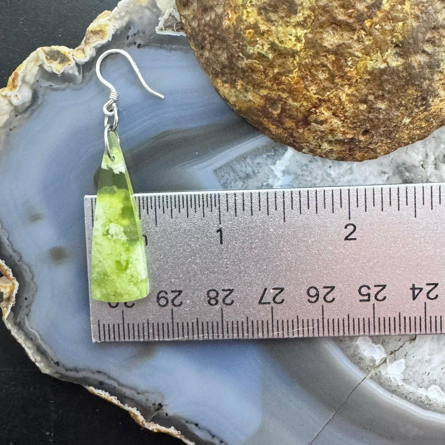 Sterling Silver Triangle Vesuvianite Slab Dangle Earrings For Women #236