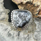 Sterling Silver Southwestern Style Wide Teardrop Dendrite Agate Ring Size 6.5 For Women