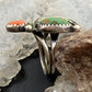 Vintage Native American Silver Turquoise & Coral Ornate Ring Size 6.5 For Women