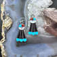 Clayton Vacit Zuni Silver Multistone Inlay Sunface Dangle Earrings For Women