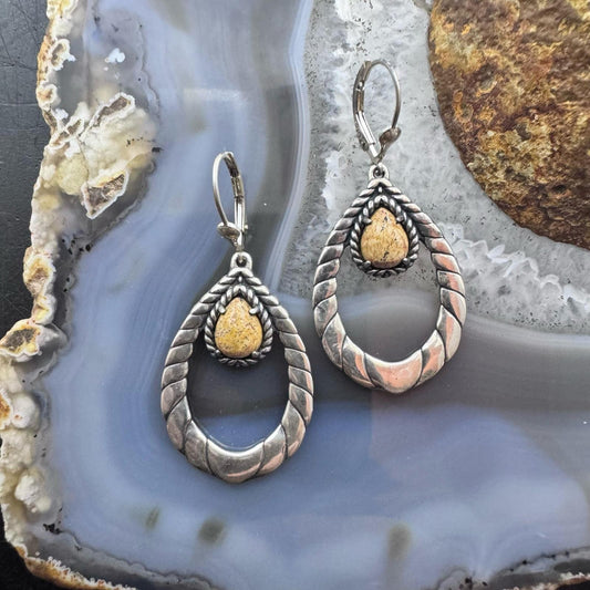 Carolyn Pollack Southwestern Style Sterling Silver Picture Jasper Dangle Earrings For Women