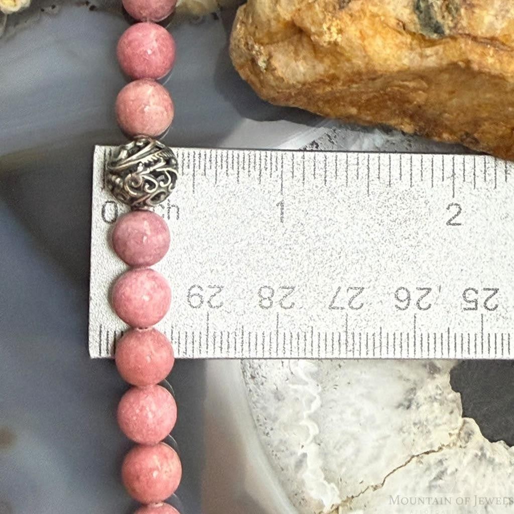 Carolyn Pollack Sterling Silver Round Rhodonite Beads 17"-20" Necklace For Women