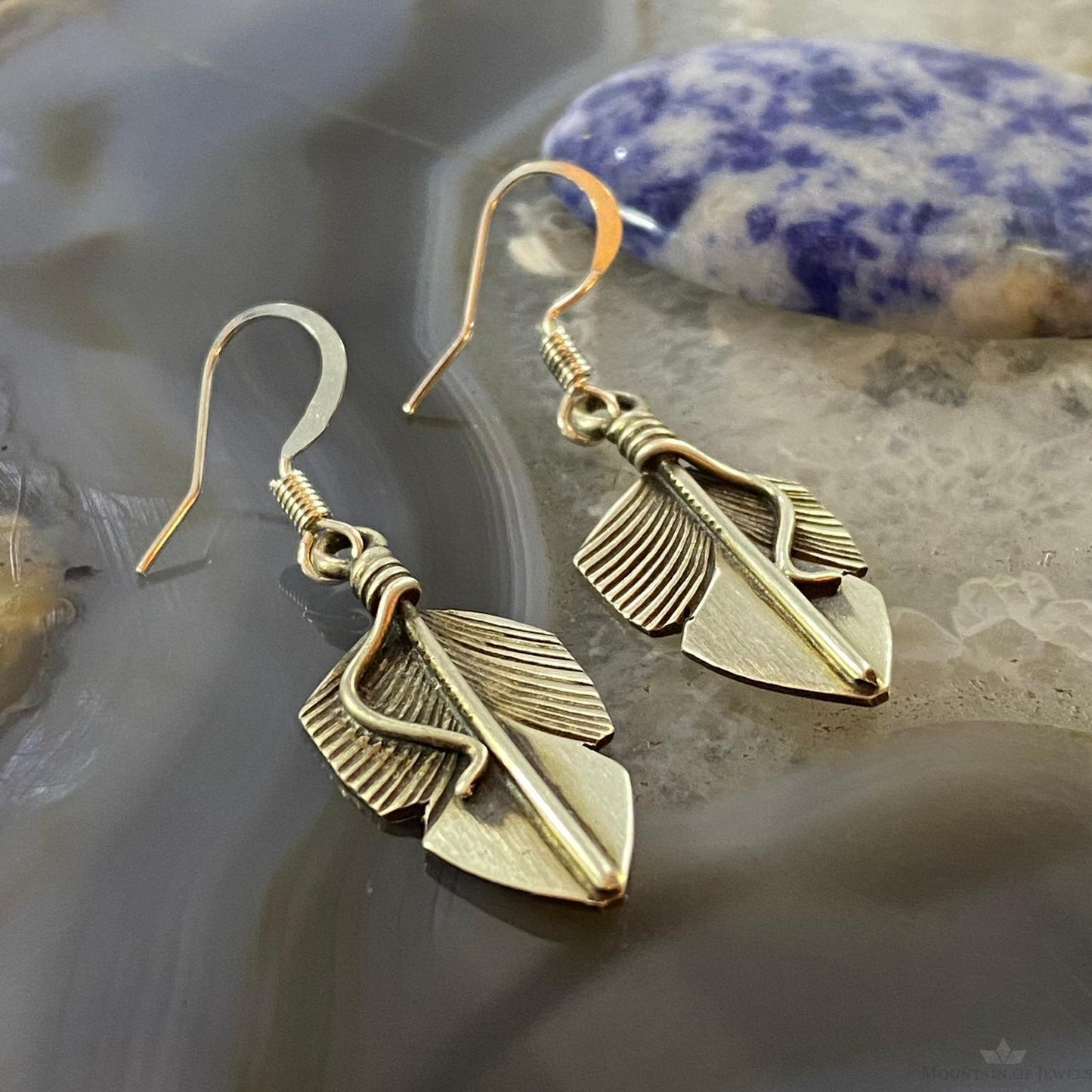 Chris Charley Native American Sterling Small Feather Dangle Earrings For Women