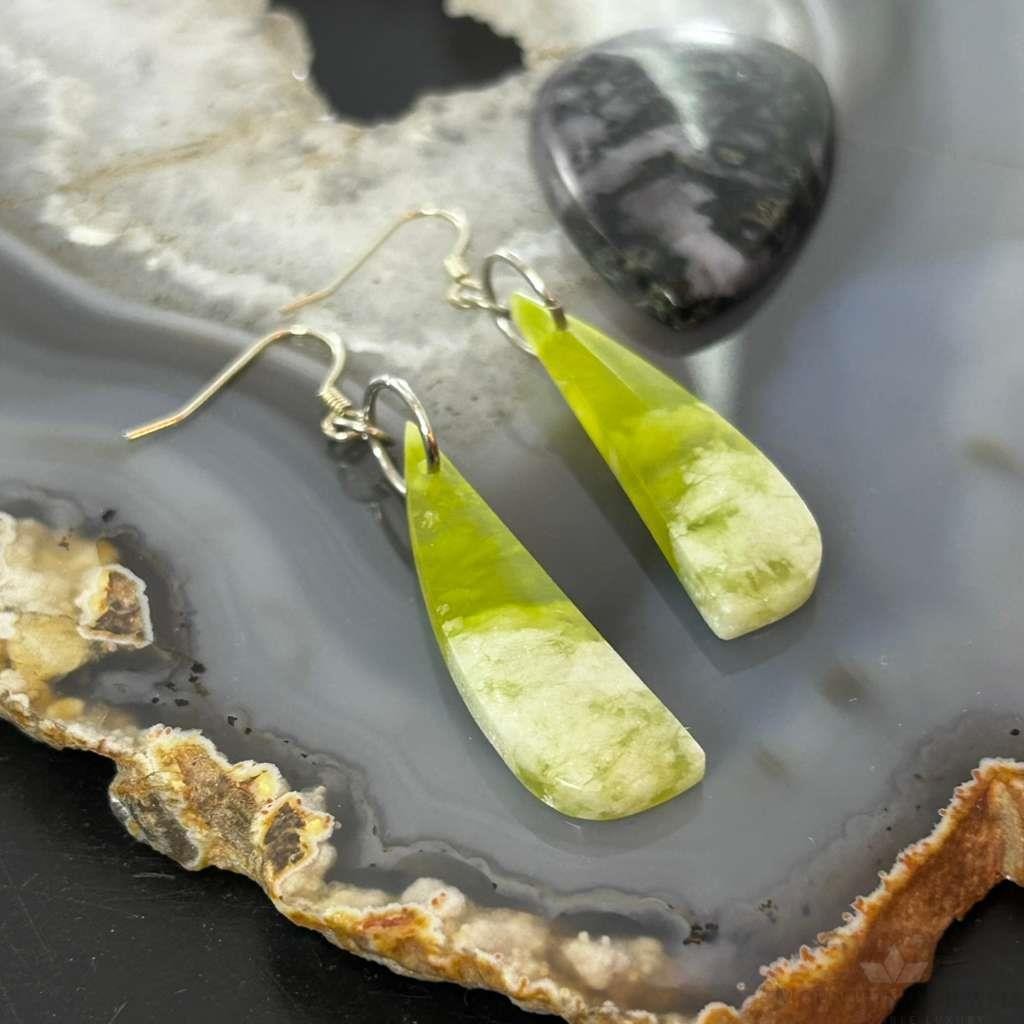Sterling Silver Half Moon Vesuvianite Slab Dangle Earrings For Women #329