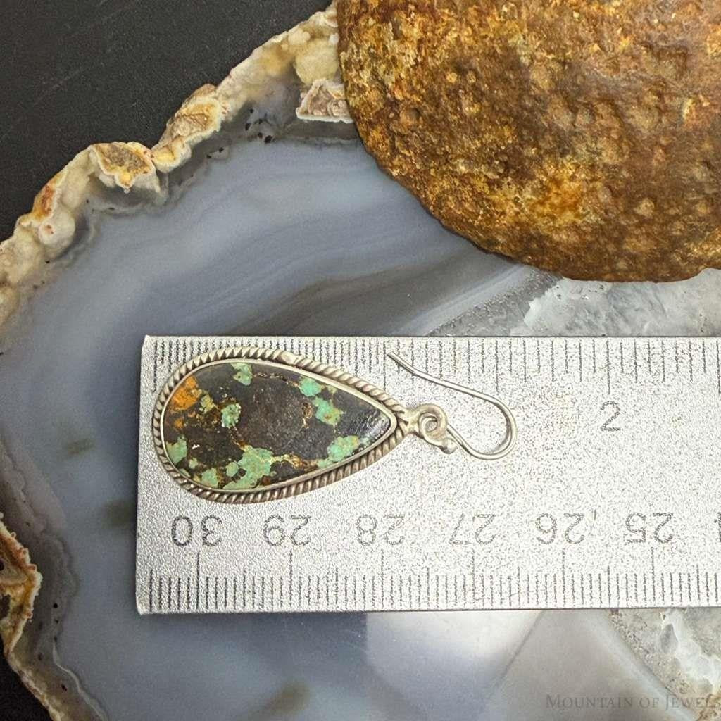 Sterling Silver Southwestern Style Teardrop Turquoise Dangle Earrings For Women