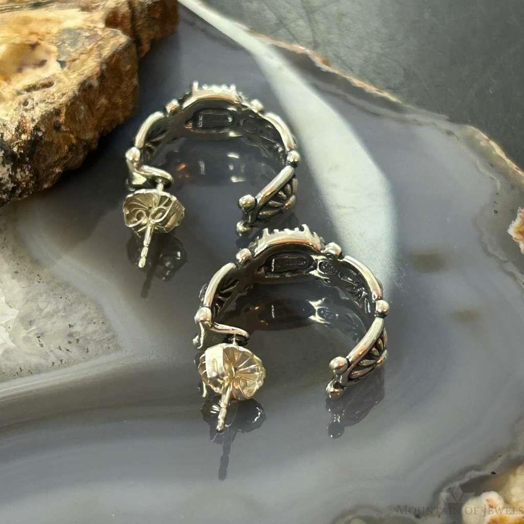 Carolyn Pollack Sterling Silver Green Turquoise w/Concho Hoop Earrings For Women