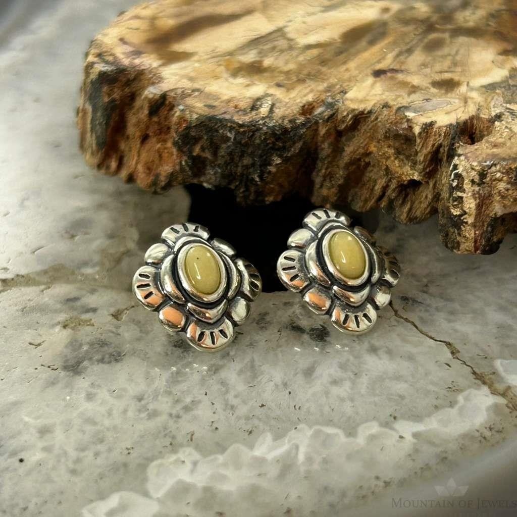 Carolyn Pollack Sterling Silver Yellow Jasper Stud Earrings For Women