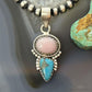 Sterling Silver Southwestern Style Pink Conch & Turquoise Pendant For Women
