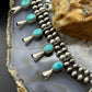 Sterling Silver Southwestern Style Turquoise Squash Blossom Necklace For Women