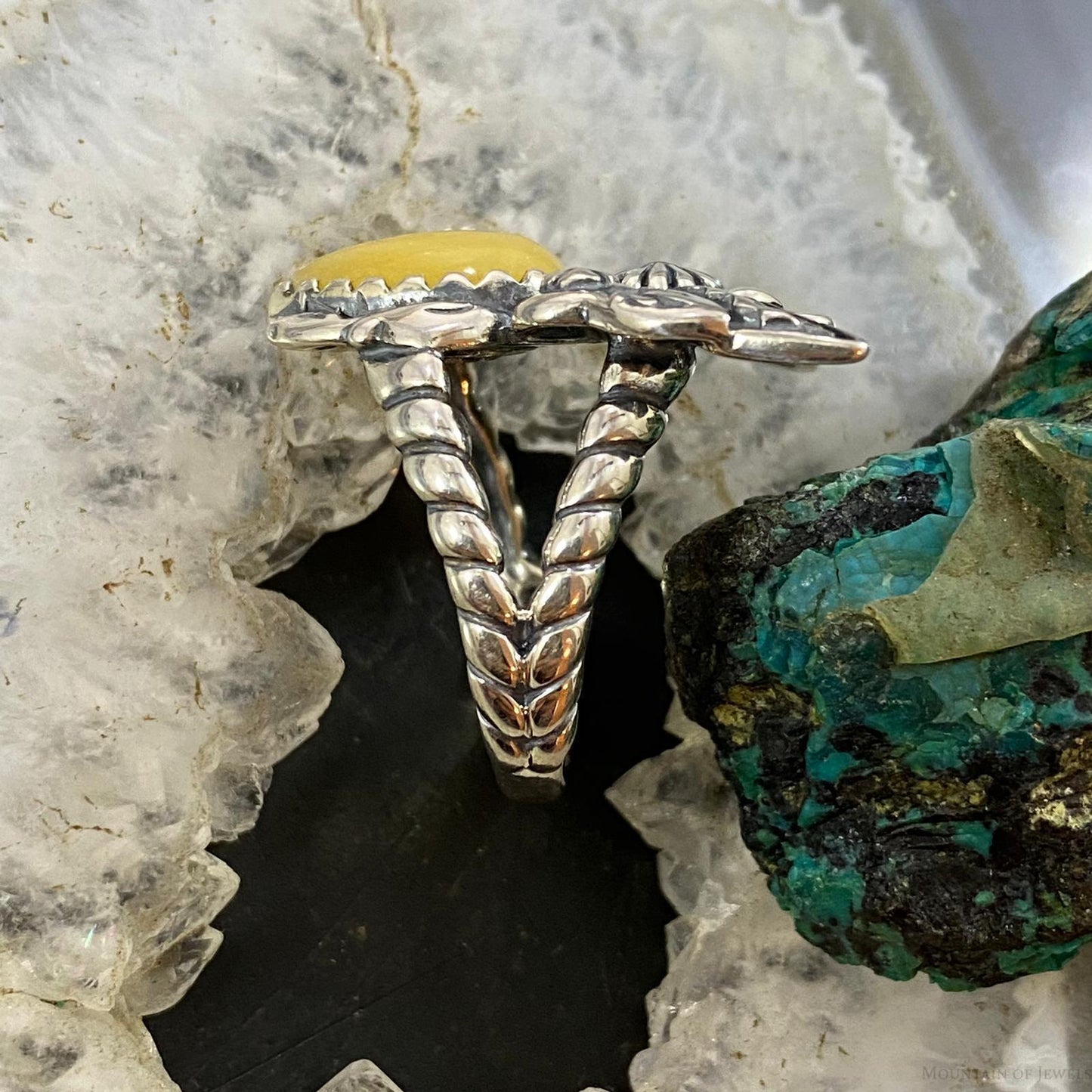 Carolyn Pollack Southwestern Style Sterling Silver Yellow Jasper Bee Ring For Women, Variety of Sizes