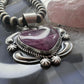 Jeff James Sterling Silver Purple Spiny Oyster Decorated Heart Pendant For Women