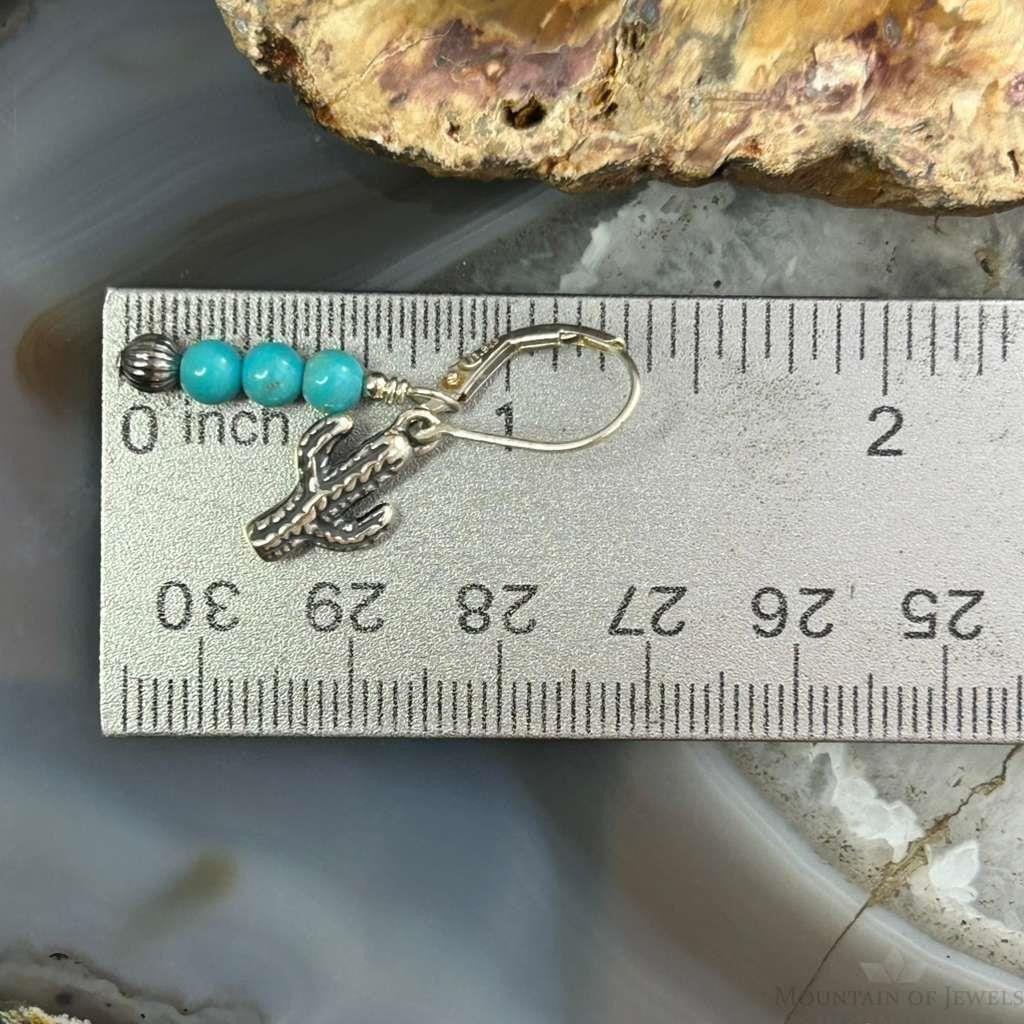 Carolyn Pollack Sterling Silver Turquoise Beads & Cactus Charm Dangle Earrings For Women