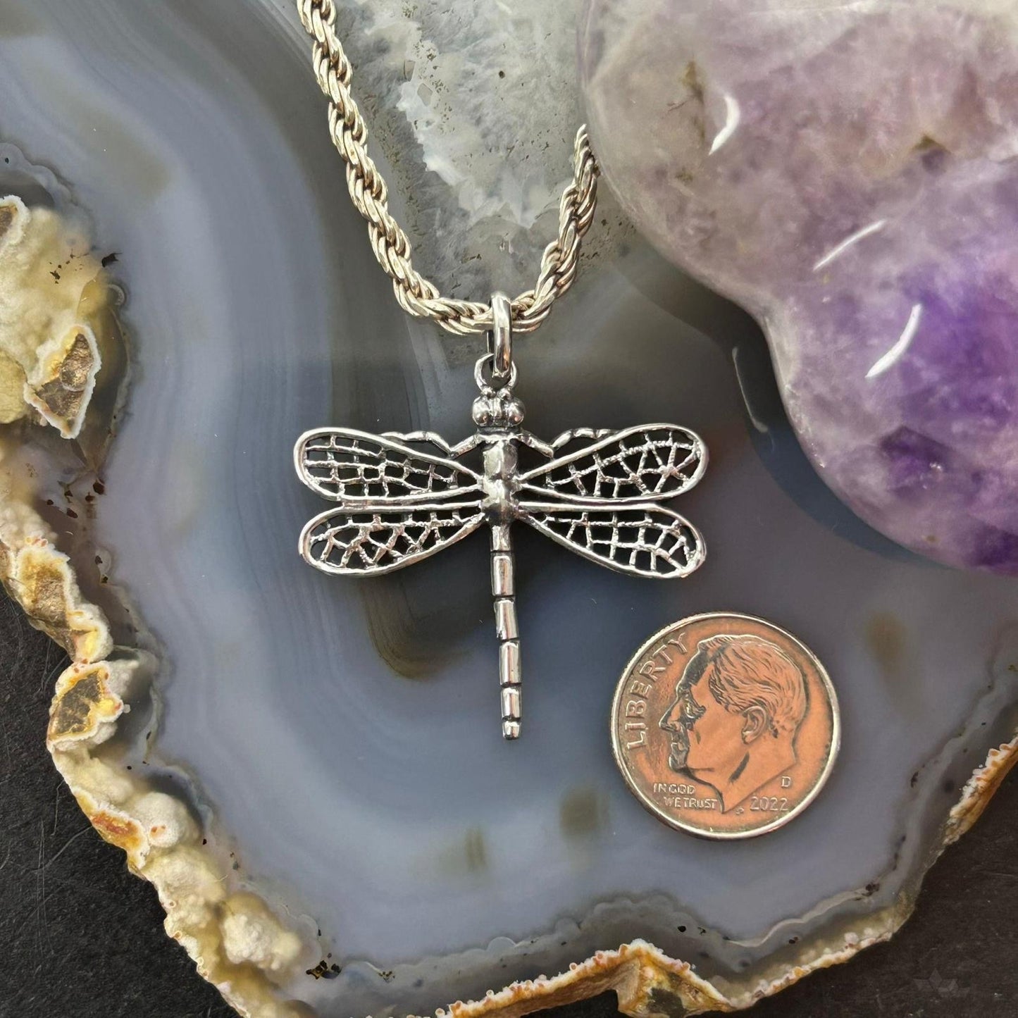 Sterling Silver Fashion Dragonfly Pendant