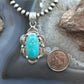 Sterling Silver Southwestern Style Oval Turquoise Decorated Pendant For Women #1