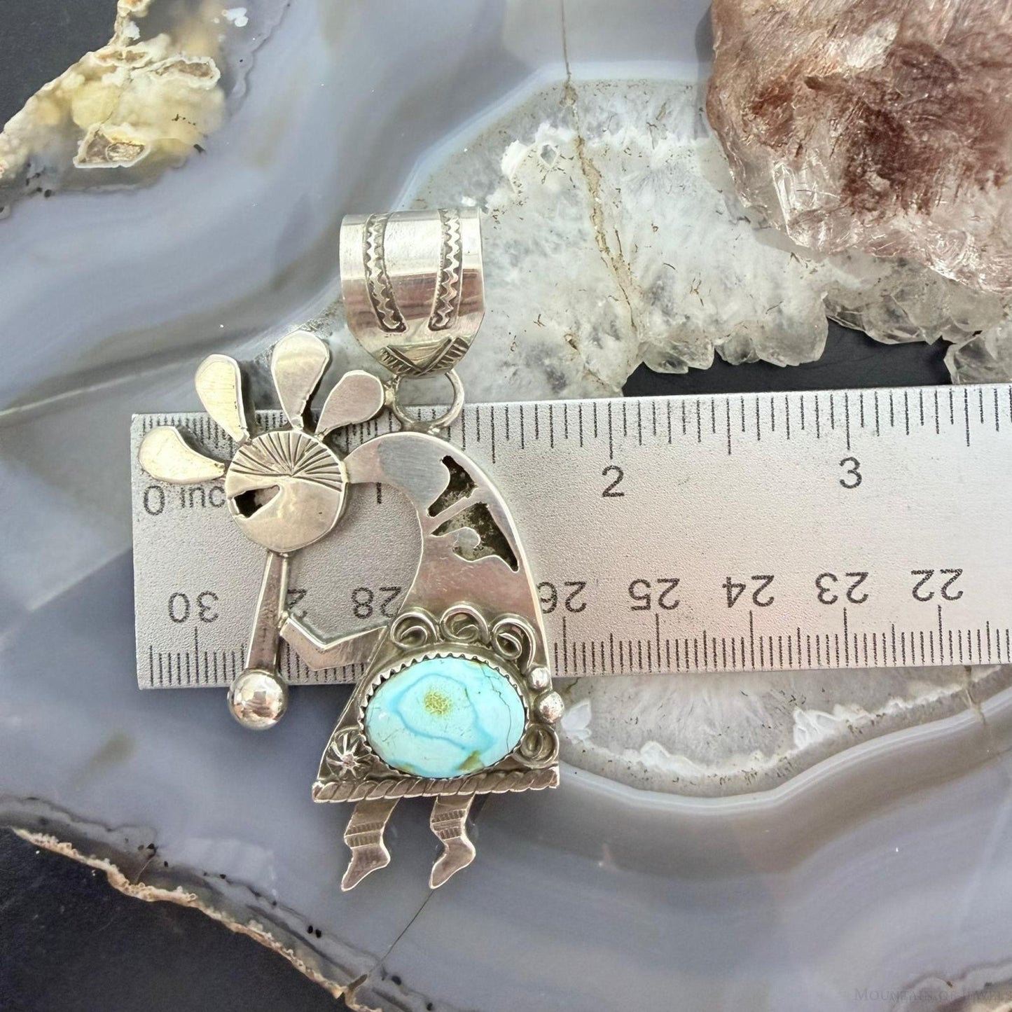 Alonzo Mariano Native American Sterling Silver w/Turquoise Kokopelli Unisex Pendant