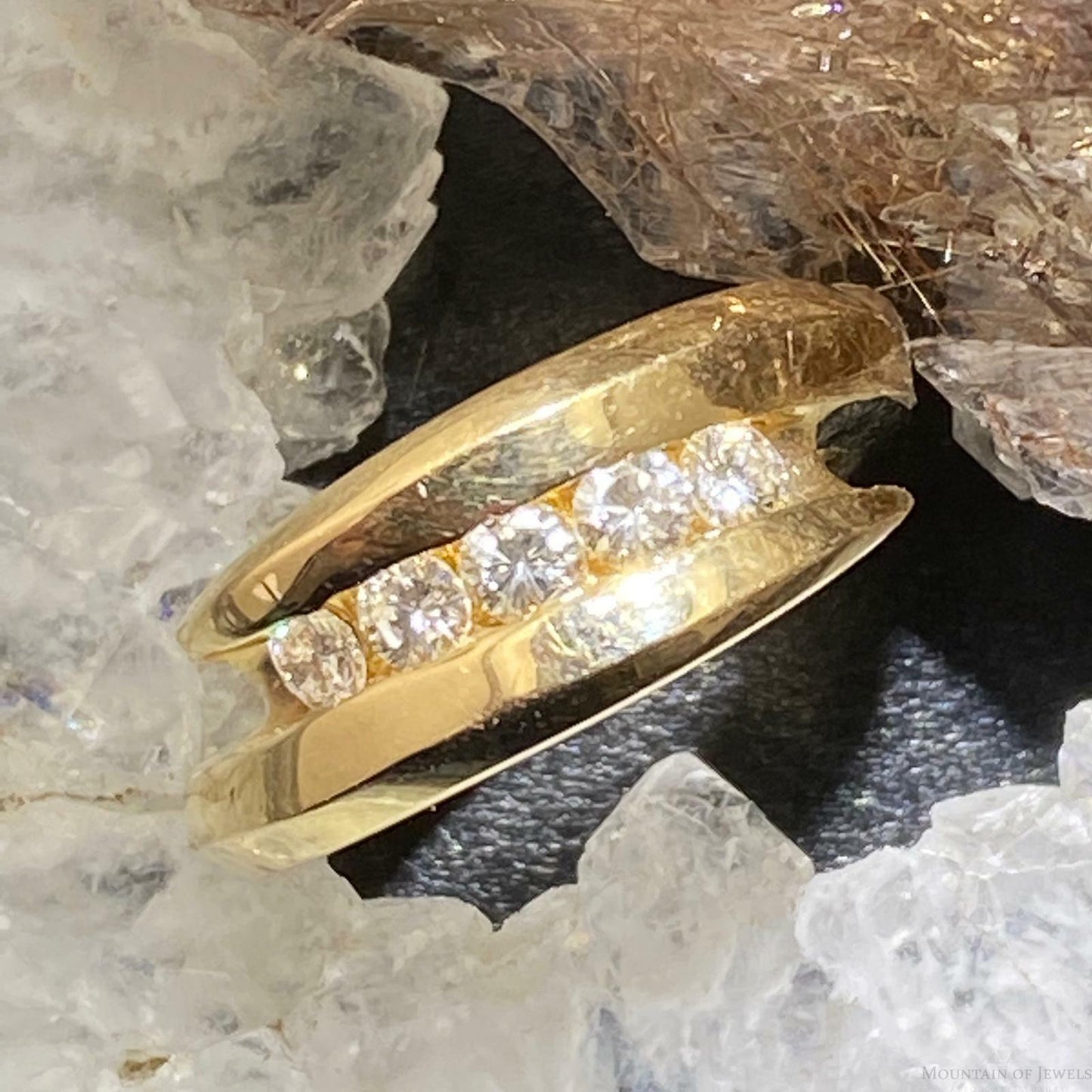 14K Yellow Gold Diamonds Bridal Ring Size 5.5