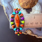 Signed Vintage Native American Sterling Silver Multi Stone Cluster Bracelet For Women