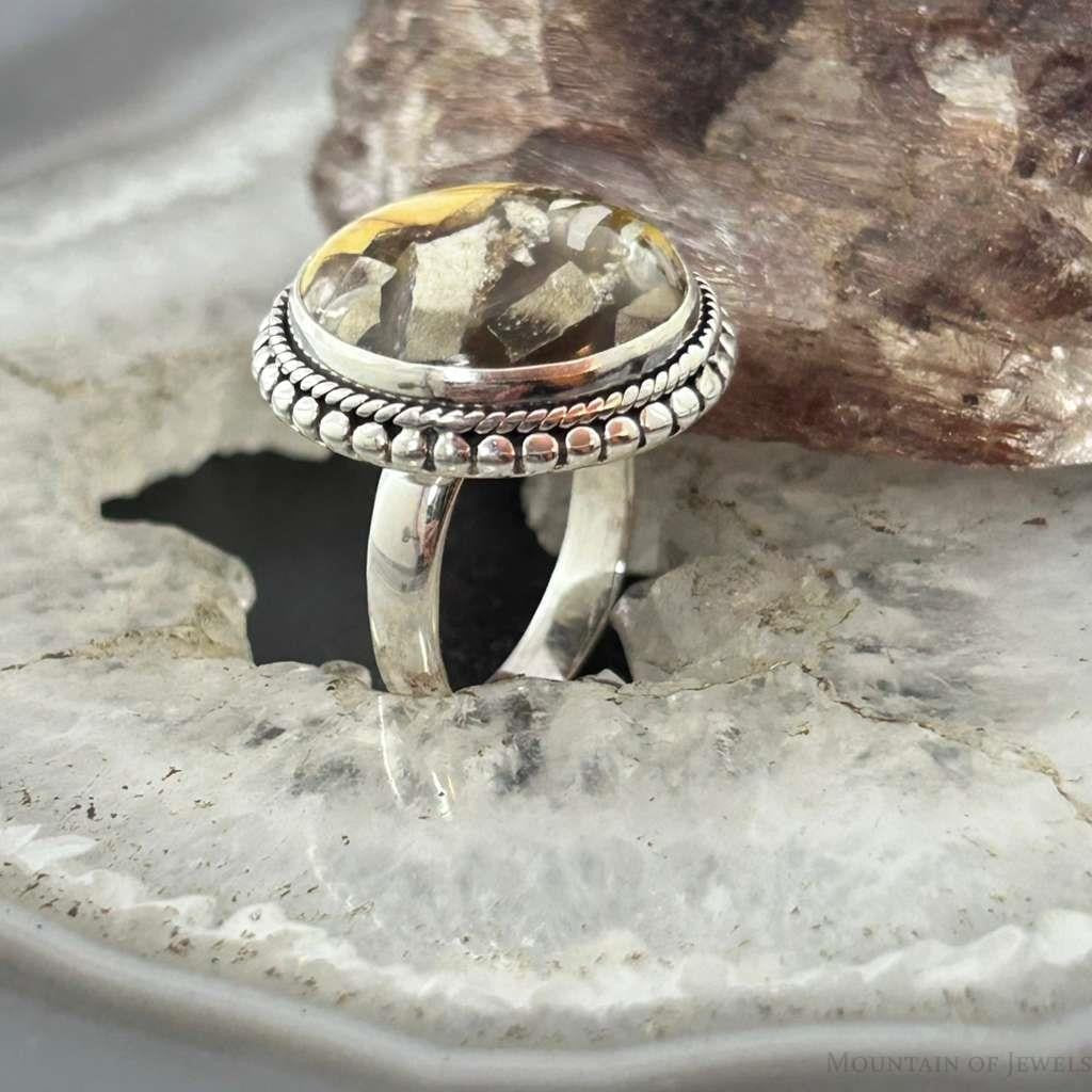 Sterling Silver Southwestern Style Round Mookaite Jasper Ring Size 7.5 For Women