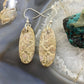 Sterling Silver Oval Fossilized Coral Slab Dangle Earrings For Women #070