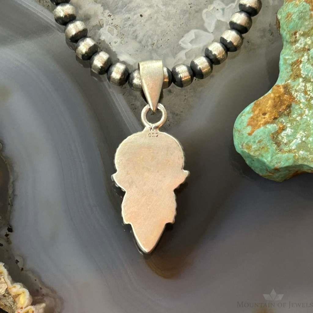 Sterling Silver Southwestern Style Pink Conch & Turquoise Pendant For Women