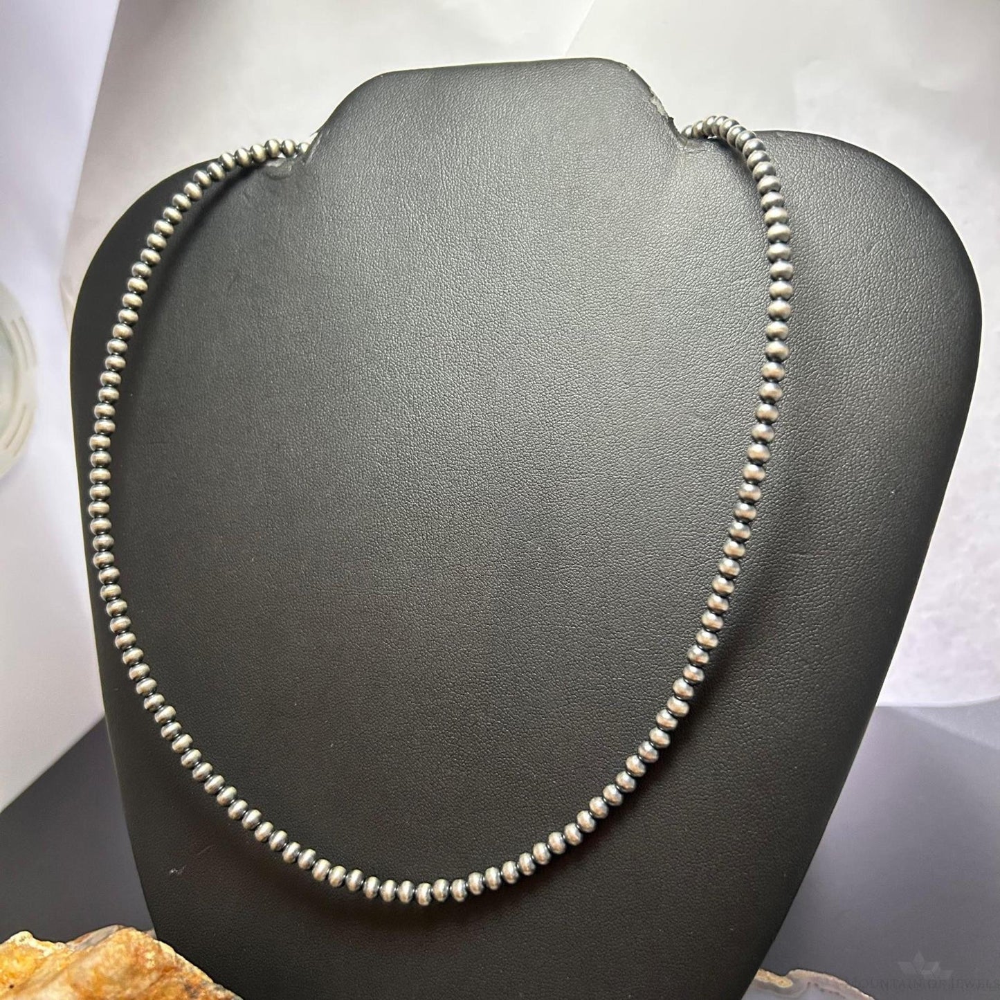 Sterling Silver Southwestern Style 4 mm Navajo Pearl Beads 24"-26" Necklace For Women