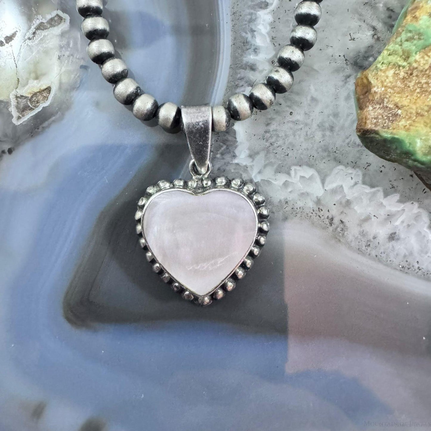 Sterling Silver Mother of Pearl Heart Pendant For Women