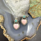 Sterling Silver Southwestern Style Pink Conch & Turquoise Dangle Earrings For Women