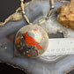 Vintage Native American Silver Zuni Pendant/Brooch Inlay Cardinal Bird Necklace For Women