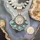 Sterling Silver Southwestern Style 1936 Mercury Dime &Kingman Turquoise Pendant