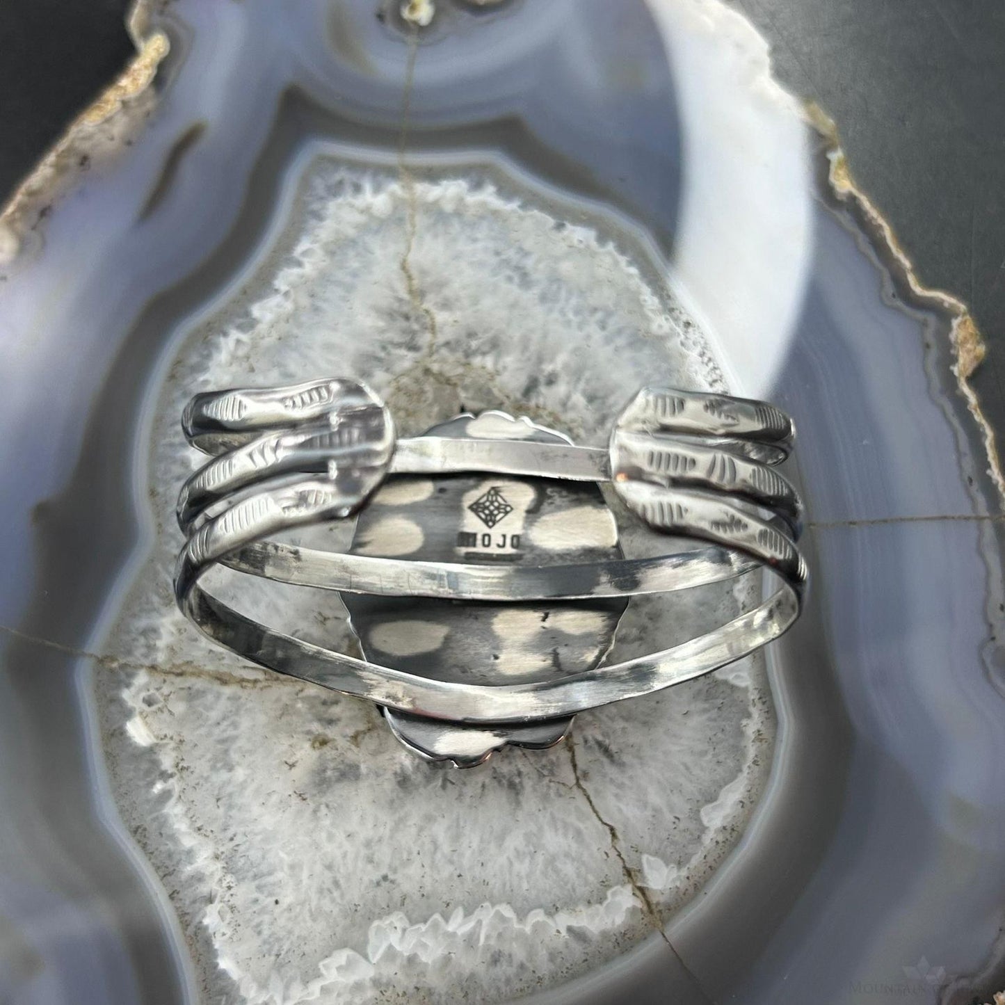 Sterling Silver Southwestern Style Large Oval Charoite Decorated Bracelet For Women