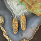 Sterling Silver Oval Maligano Jasper Slab Dangle Earrings For Women #512