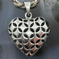 Sterling Silver Lattice Cut Out Hollowed Heart Pendant For Women