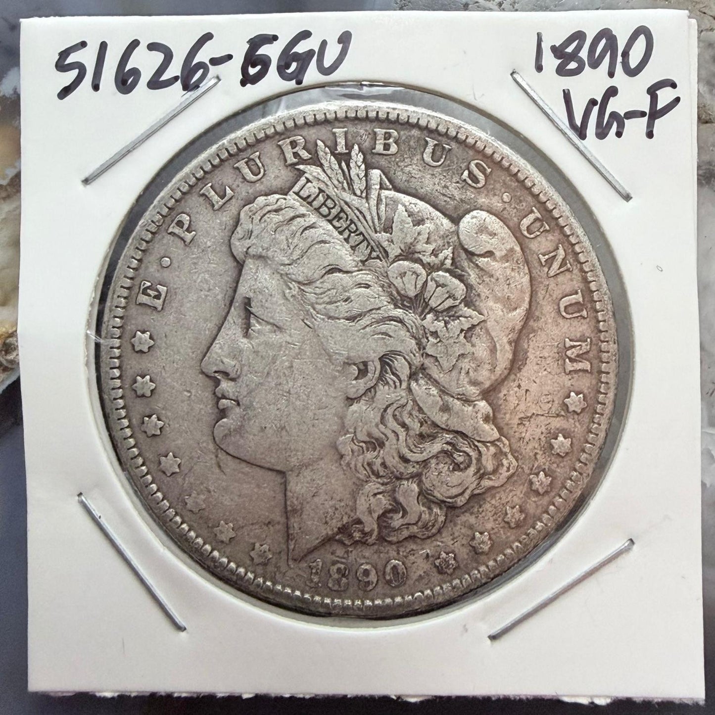 1890 US 90% Morgan Silver Dollar VG-F #51626-6GU