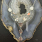 Sterling Silver Southwestern Style Pink Conch & Palomino Lariat 22" Necklace For Women