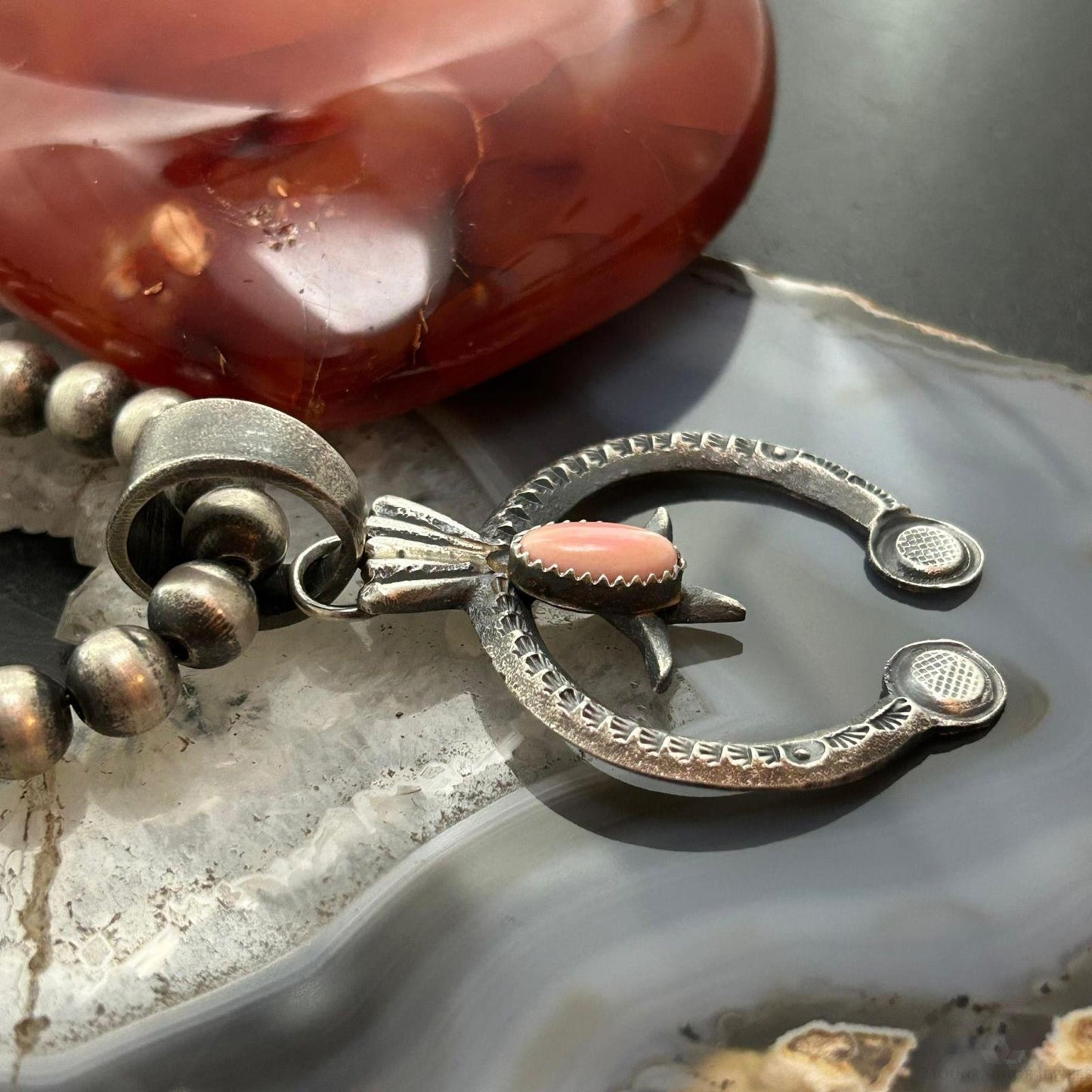 Eva & Linberg Billah Native American Sterling Silver Pink Conch Naja Pendant
