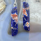 Sterling Silver Elongated Tilde Shape Blue Sodalite Slab Dangle Earrings For Women #230