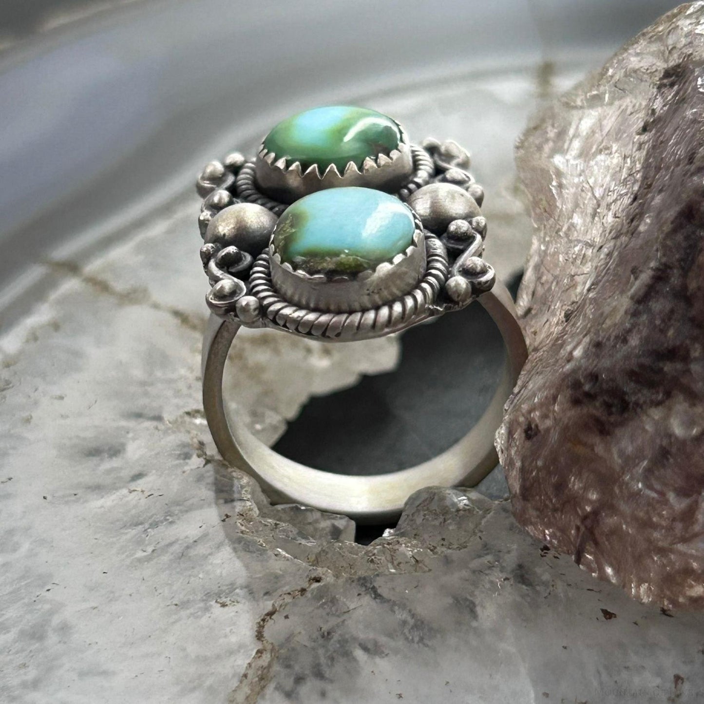 Sterling Silver Southwestern Style 2 Sonora Gold Turquoise Adjustable Ring For Women #5