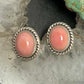 Sterling Silver Southwestern Style Oval Pink Conch Stud Earrings For Women